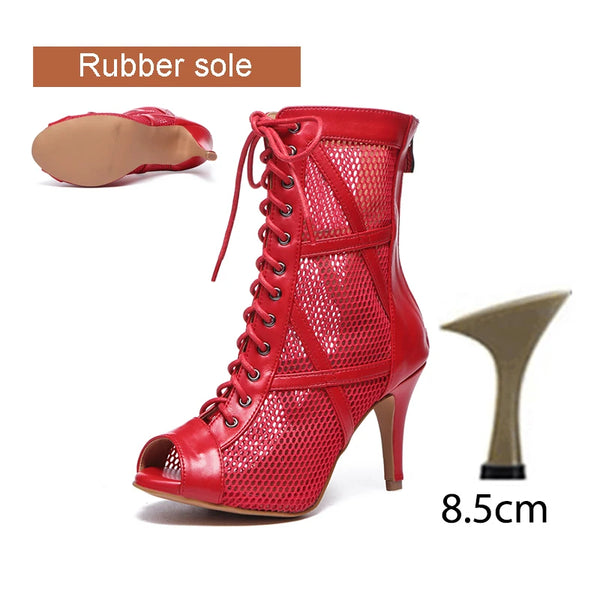 rouge PU 8.5 cubain - Chaussures de Danse Latine à Talons Hauts – Modèle LUNA II Noir Rouge b - Couleurs Lagon
