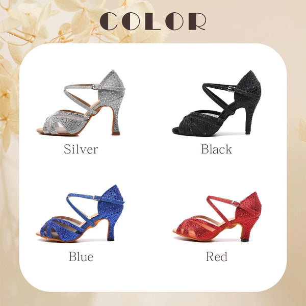 couleurs - Chaussures de Danse Femme Strass Argent Noir | Couleurs Lagon