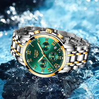 vert et eau - Montre Femme Luxe Chronographe LIGE AVIATOR - Couleurs Lagon