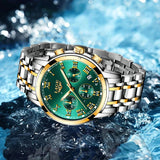 vert et eau - Montre Femme Luxe Chronographe LIGE AVIATOR - Couleurs Lagon