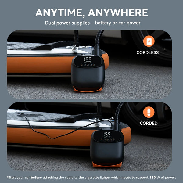autonome ou sur allume cigare - Pompe Électrique Rechargeable 20 PSI Airbank Board Paddle Kite Wing SUP - Couleurs Lagon