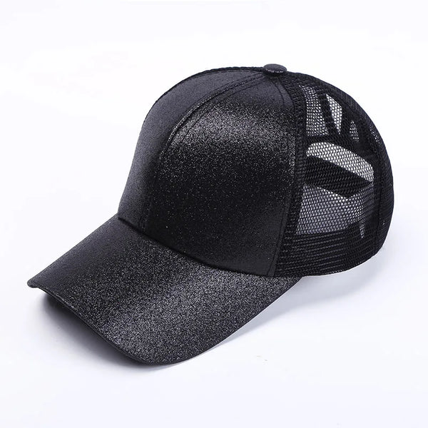 noir brillant mesh - Casquette Queue de Cheval Coton Lavé — Coloris & Filet
