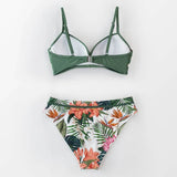 dos à plat - Bikini Push Up Floral Croisé Vert - Couleurs Lagon