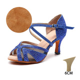 T6 bleu - Chaussures de Danse Femme Strass Bleu Rouge | Couleurs Lagon