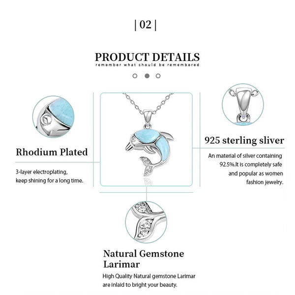Pendentif dauphin larimar argent 925 — poids 3,8 g qualité sterling
