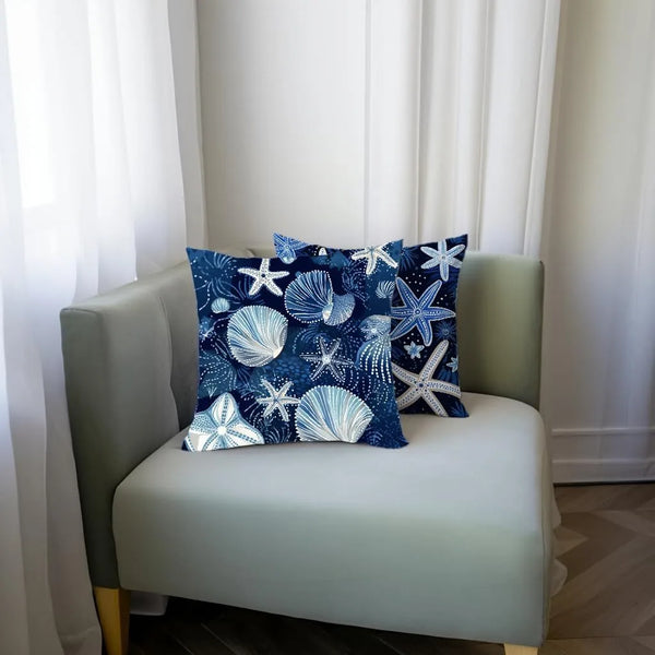 1-Housse de Coussin Décorative Motif Océan