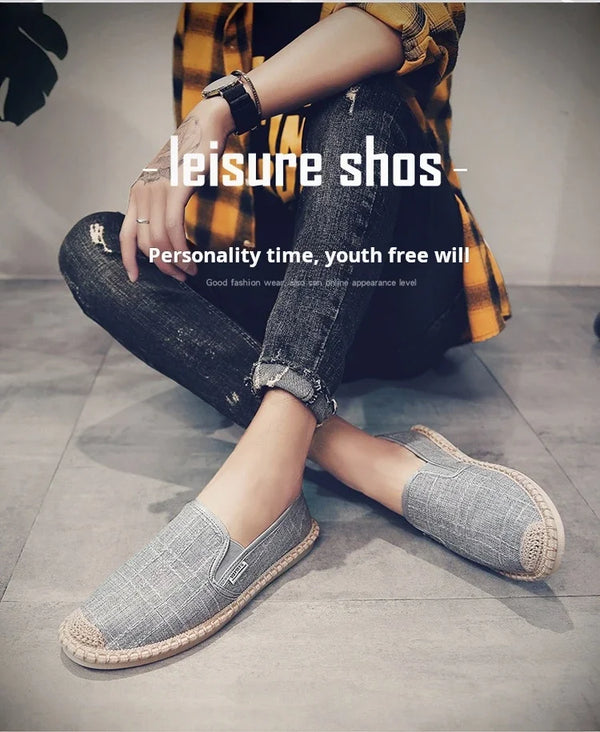 pub2 - Espadrille respirante en toile tissée – Loafers homme d'inspiration chinoise, souples et légers - Couleurs Lagon