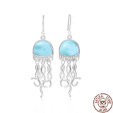 Boucle d'Oreille Méduse Argent Massif & Larimar Naturelle - Couleurs Lagon
