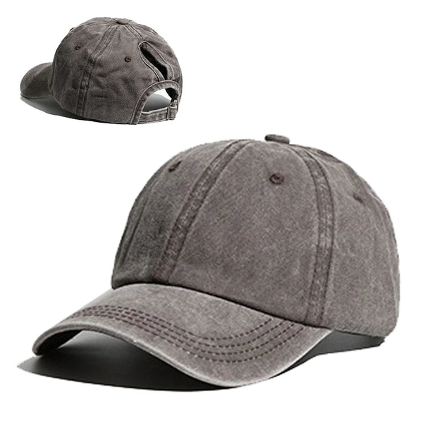 marron delav - Casquette Queue de Cheval Coton Lavé — Coloris & Filet