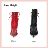 talons - Chaussures de Danse Latine à Talons Hauts – Modèle LUNA II Noir Rouge b - Couleurs Lagon