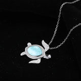 velour noir - Pendentif Larimar Tortue de Mer en Argent 925 Massif - CL