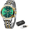 box vert - Montre Femme Luxe Chronographe LIGE AVIATOR - Couleurs Lagon