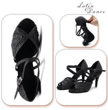 noir - Chaussures de Danse Femme Strass Argent Noir | Couleurs Lagon