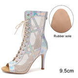 argent rubber 9.5 styletto - Chaussures de Danse Latine à Talons Hauts – Modèle LUNA II Brillant Indoor - Couleurs Lagon
