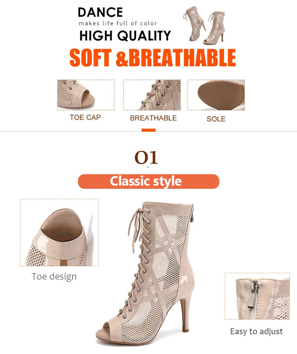 bottine haute qualite brillante - Chaussures de Danse Latine à Talons Hauts – Modèle LUNA II Brillant Outdoor - Couleurs Lagon