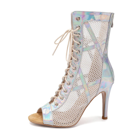 argent - Chaussures de Danse Latine à Talons Hauts – Modèle LUNA II Brillant Indoor - Couleurs Lagon