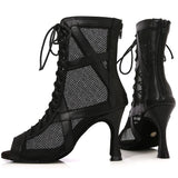 arriere et profil - Chaussures de Danse Latine Noires à Talons Hauts – Modèle LUNA - Couleurs Lagon