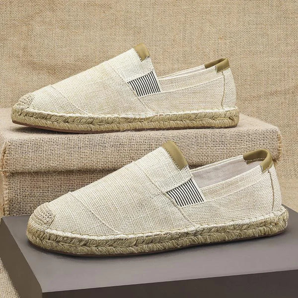 blanc lait cote - Espadrille respirante en toile tissée à la main – Loafers homme casual antidérapants - Couleurs Lagon