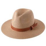 khaki - Chapeau Panama Court Homme Femme – Paille Naturelle UPF50+