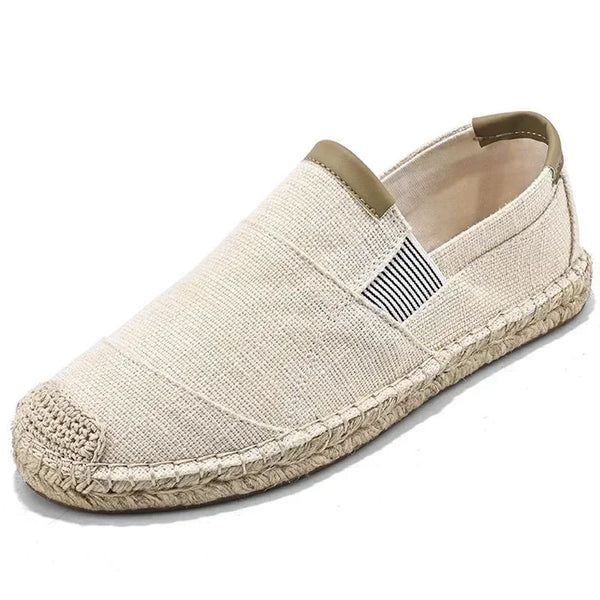 lait blanc casse plan serre - Espadrille respirante en toile tissée à la main – Loafers homme casual antidérapants - Couleurs Lagon