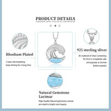 details - Pendentif Vague Larimar naturelle et Argent 925 - Couleurs Lagon