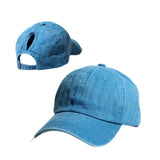 bleu lagon - Casquette Queue de Cheval Coupe Large — Coton Lavé Ajustable