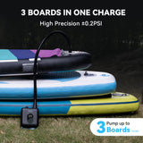 3 SUP en 1 charge - Pompe Électrique Rechargeable 20 PSI Airbank D11PRO Board Paddle Kite Wing SUP - Couleurs Lagon