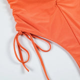 Détail bas tangua brésilien monokini femme orange — Couleurs Lagon