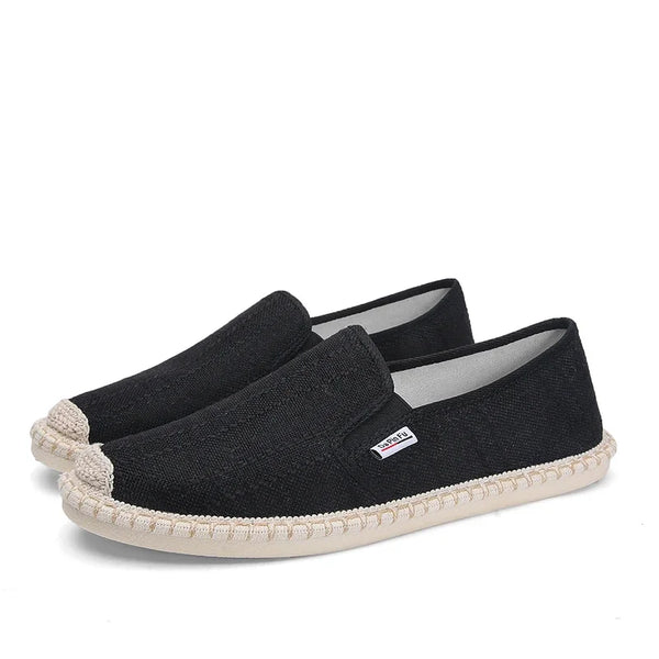 noir fond blanc - Espadrille respirante en toile tissée – Loafers homme d'inspiration chinoise, souples et légers - Couleurs Lagon