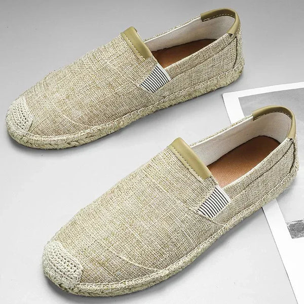 marron clair - Espadrille respirante en toile tissée à la main – Loafers homme casual antidérapants - Couleurs Lagon