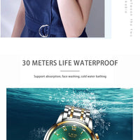 30m waterproof - Montre Femme Luxe Chronographe LIGE AVIATOR - Couleurs Lagon