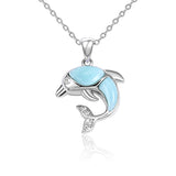 Pendentif dauphin larimar argent 925 — vue de profil bijou artisanal océan