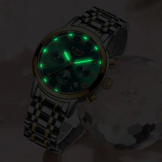 fluo - Montre Femme Luxe Chronographe LIGE AVIATOR - Couleurs Lagon