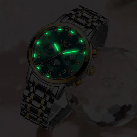 fluo - Montre Femme Luxe Chronographe LIGE AVIATOR - Couleurs Lagon