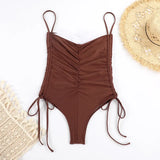 Détail dos nu monokini femme marron — Couleurs Lagon