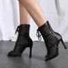 presentation - Chaussures de Danse Latine à Talons Hauts – Modèle LUNA II Noir Rouge - Couleurs Lagon