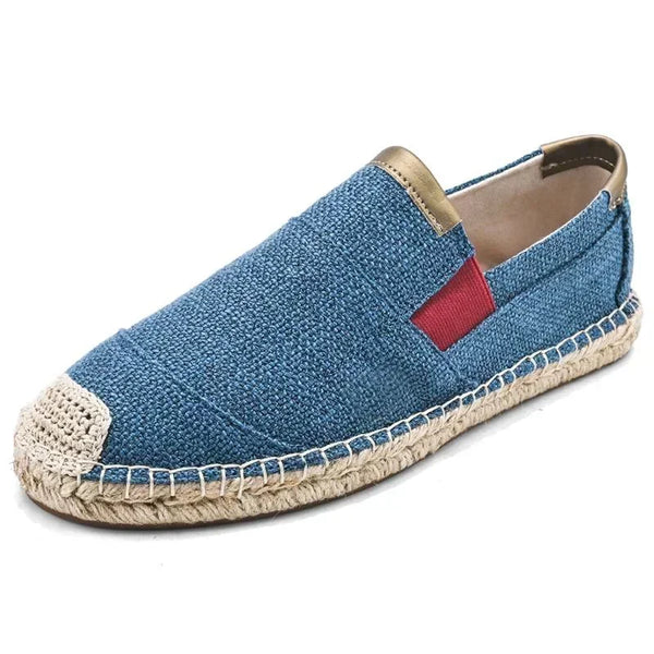 bleu plan serre - Espadrille respirante en toile tissée à la main – Loafers homme casual antidérapants - Couleurs Lagon