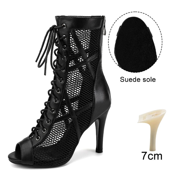 noir nubuck 7 styletto - Chaussures de Danse Latine à Talons Hauts – Modèle LUNA II Brillant Indoor - Couleurs Lagon