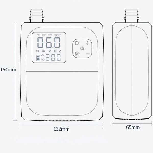 dimensions - Pompe Électrique Rechargeable 25 PSI – Haute Performance et Polyvalence - Couleurs Lagon