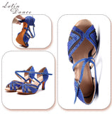 bleu - Chaussures de Danse Femme Strass Bleu Rouge | Couleurs Lagon