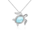 neutre - Pendentif Larimar Tortue de Mer en Argent 925 Massif - CL