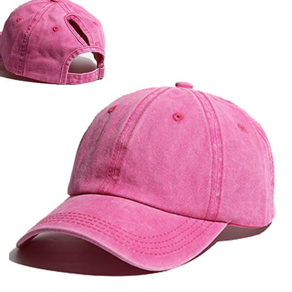 rose - Casquette Queue de Cheval Coton Lavé — Coloris & Filet