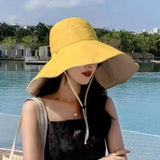 jaune - Chapeau Bord Large Pliable Femme — UPF50+ Anti-UV