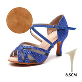 T8.5 bleu - Chaussures de Danse Femme Strass Bleu Rouge | Couleurs Lagon