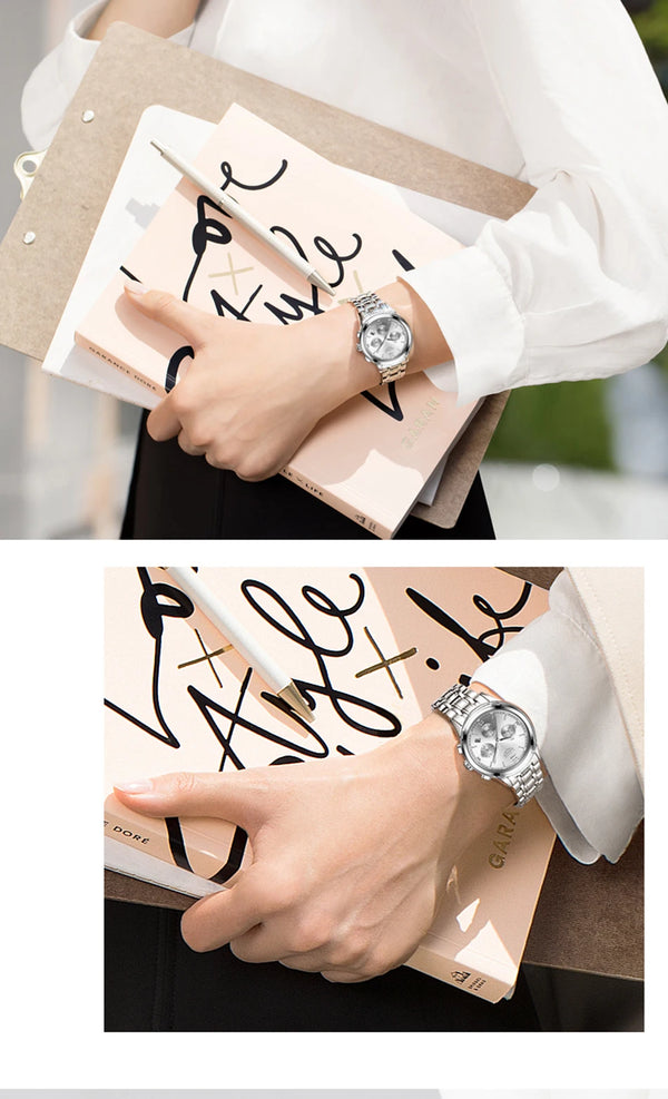 fashion - Montre Femme Luxe Chronographe LIGE AVIATOR - Couleurs Lagon