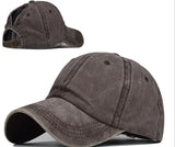 marron - Casquette Queue de Cheval Coupe Large — Coton Lavé Ajustable