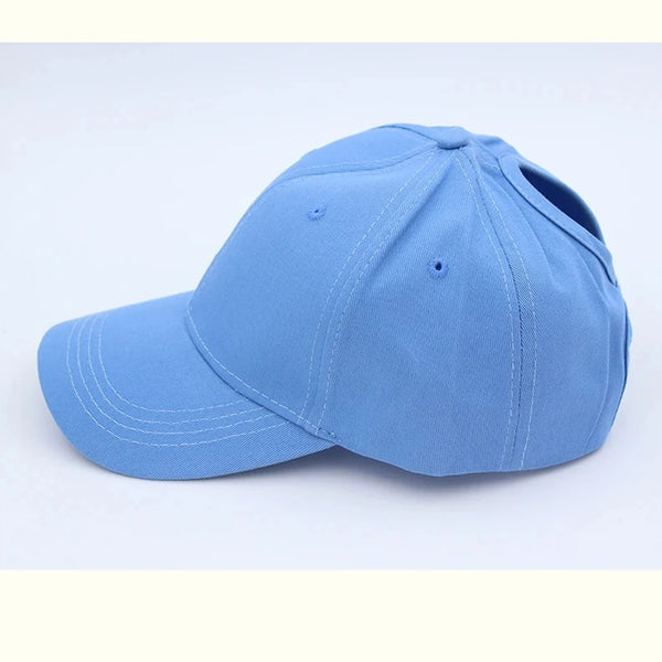 bleu ciel - Casquette Queue de Cheval Coton Lavé — Coloris & Filet