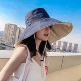 bleu marine - Chapeau Bord Large Pliable Femme — UPF50+ Anti-UV