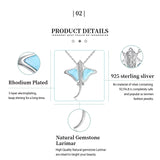 Collier pendentif pastenague larimar argent 925 — livré sans chaîne