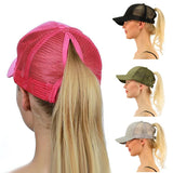 rose mesh - Casquette Queue de Cheval Coton Lavé — Coloris & Filet